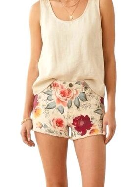 KUT from the Kloth Floral Raw Hem Denim Boho Chic Shorts - Size 0 EUC